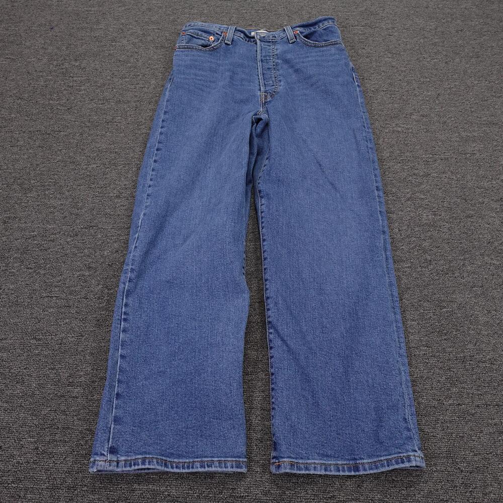 Levis Ribcage Straight Ankle Jeans Womens 29 Blue High Rise Button Fly Denim